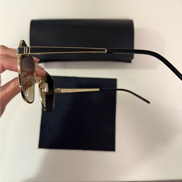 Saint Laurent Black Aviator Sunglasses - Picture 4 of 9